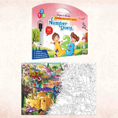 GO WOO NUMBER QUEST and GIANT DRAGON COLOURING POSTER | combo of 2(Multicolor)