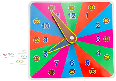 Plus Shine Teaching Clock, Early Time Learn watch Toy Wooden Clock Puzzle Board For kids(Beige, Multicolor)