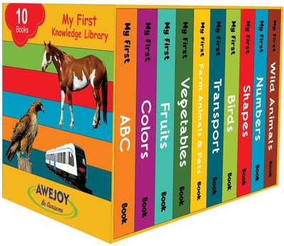AWEJOY My First Knowledge Library: 10 Board Books -Preschool Learning & Development Kit(Multicolor)