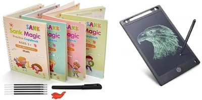 Bassonic Writing Practice Copybook with Pen and LCD Tablet 8.5 Inch Screen(Multicolor)