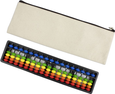 Spillbox Abacus Math Learning Kit for Kids 17 Rod Colour with Canvas White Pouch(White)
