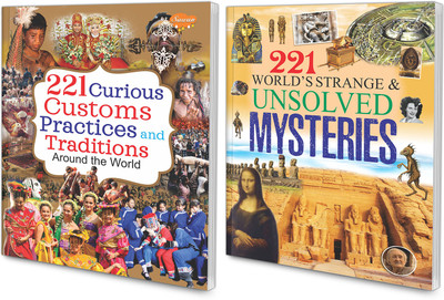 GO WOO Set Of 2 Encylopedia |221 Curious Customs And World's Strange Unsolved Mysteries(Brown)