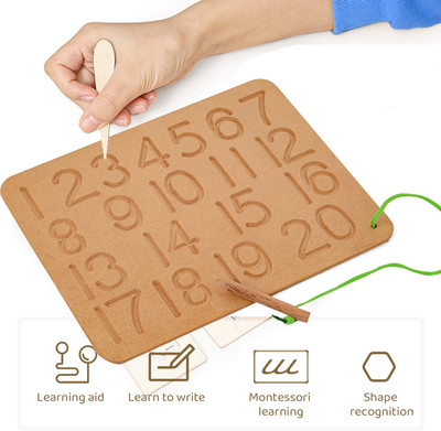 SHALAFI Number 1-20 Counting Practice tracing Writing Board for Kids Learning Toys Slate(Beige)