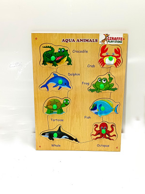 giraffe play store Wooden Aquatic Puzzle Educational and Learning Toys With Knobs(Multicolor)