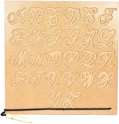 jaraglobal Cursive English Alphabet Uppercase Letter Wooden Tracing Board with Dummy Pencil(Brown)