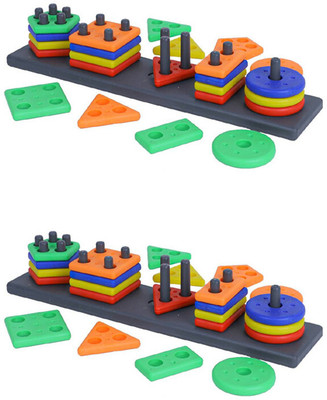 cktech Intellectual Smart Activity Fun Learning Geometrics Shape Matching Five Column(Multicolor)