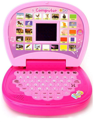 Khodiyar Collection Educational Learning Laptop with LED Display, Alphabet, Number Computer for Kids(Pink)