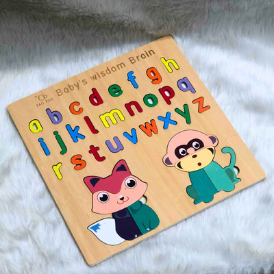 Luxen Wooden Alphabet with Animal Puzzle Toy(Multicolor)