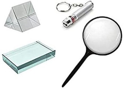 DIYtronics 50 X 50 mm Prism, Glass Slab, Laser Light ,4 Inch Magnifier Glass(White)