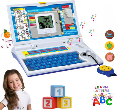 Just97 Educational English Learner Laptop with Mouse for Kids 20 Activity Games Toy_505(Multicolor)