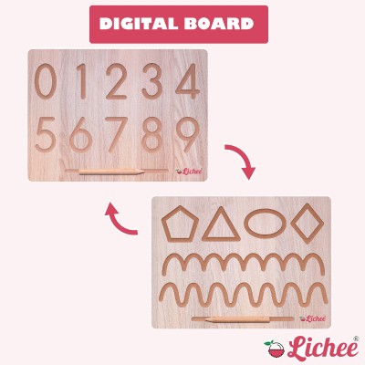 LICHEE Wooden Learning and Educational Numeric & Patten Board Toys(Beige)