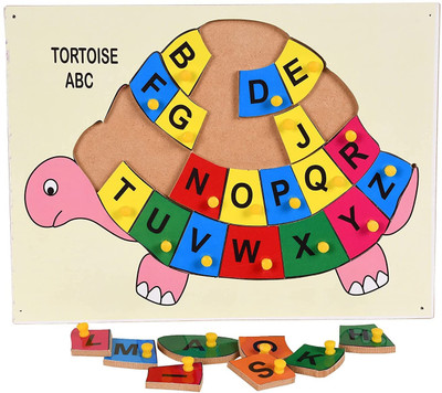SHALAFI ABC Tortoise Alphabet Puzzle Board English AtoZ Jigsaw Learning Toys with Knobs(Beige, Multicolor)