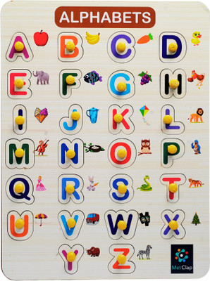MetClap Alphabet Wooden Tray-Montessori Wooden Toy for Toddlers & Kids (Age 2+)(Multicolor)