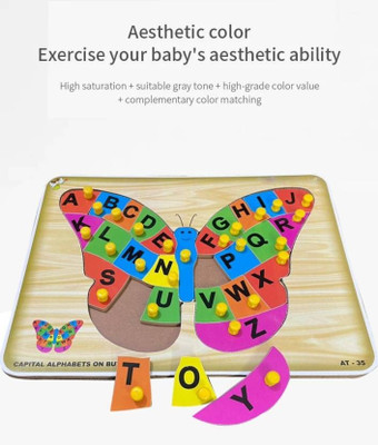 PopPlop Educational Learning toy Jigsaw Puzzle ABCD matching Alphabet Board cube Game(Beige, Multicolor)