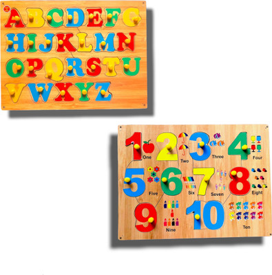 aasiyaenterprises Capital ABC & Numeric 1 to 10 Picture Puzzle Board Combo for kids and toddler(Multicolor)