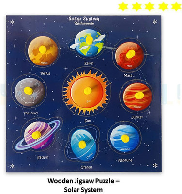 SHALAFI Montessori Wooden Puzzle Board of Outer Solar System Puzzle Blocks for Kids(Multicolor)