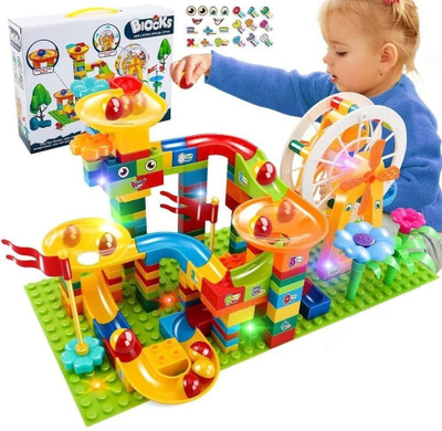 MANAKI ENTERPRISE Big Size Blocks Marble Run Slide Building Toys Kids Race Track Compatible(Multicolor)
