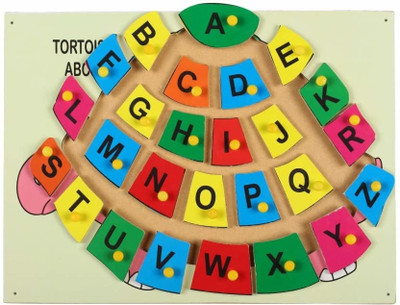 SHALAFI ABC Alphabet with Tortoise Shape Picture and Knobs Educational Tray Puzzle Board(Beige, Multicolor)