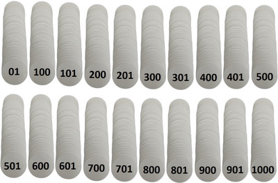 MOREL EMBOSSED 1TO 1000 NUMERICAL PLASTIC TOKEN COIN(31MM) FOR SHOP BOARD GAMES,SCHOOL(White)