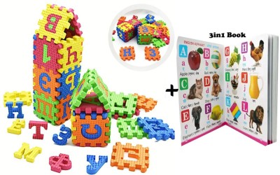 SHALAFI Foam Puzzle Mat, Play Mat, Play with Letters Alphabet&Numbers Tiles+3in1 BOOK(Multicolor)