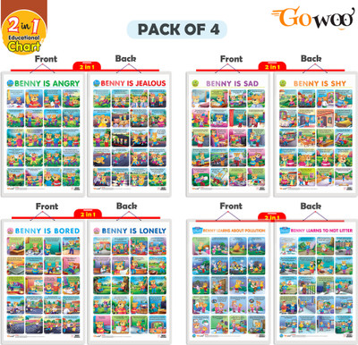 GO WOO SET of 4 BENNYISANGRY&BENNYISJEALOUSBENNYISBORED&BENNYISLONELY,SAD&SHY and MORE(White)
