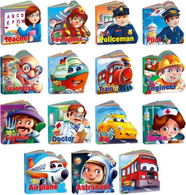 Complete Learing Professional And Transport Kit Of Sawan Cut Out Die Cut Shape Book | Gift Pack Of 15 Who Am I Board Books(Hardcover, Sawan)