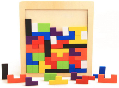 FORSIKHA Montessori Intelligence Educational Toys Game Tetris Blocks Wooden Tetris Puzzle(24 Pieces)