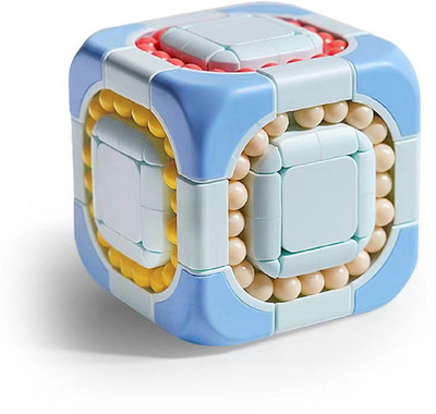 KTRS Cube 3x3 Rotating 2 in 1 Magic Bean Cube Children'S Educational Puzzle Toys(Multicolor)