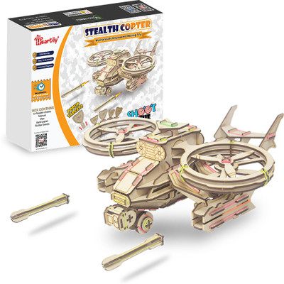 Heartily Stealth Copter STEM Educational DIY Fun Toys, Learn Science Engineering Project(Beige)