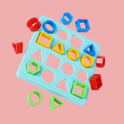 Nafhotoz Montessori Early Learning Toy | Square Blue Puzzle Shape Sorting Board(Multicolor)