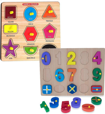 SHALAFI Learn Geomatric Shapes 0-9 Number & Maths Sign Counting Learning Toys Puzzle(Multicolor)