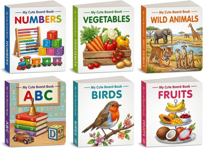 All-in-One Learning Board Book Set for Children â€“ ABC, Numbers, Fruits, Vegetables, Wild Animals, Birds | Educational Picture Books for Toddlers, Baby board books | Pack of 6 books  - Young Learner Board Books for Everyday Learning(Board Book, Gurukanth)