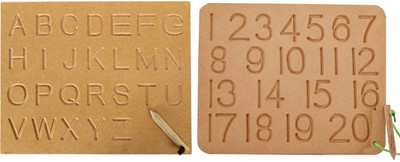 SHALAFI English Alphabet & 1-20 Mathematics Numbers Tracing Board Writing Practice Slate(Beige)