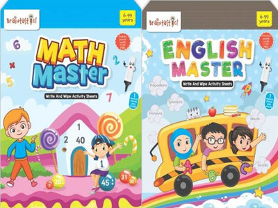 Braintastic Math English Master Write Wipe Reusable Activity Sheet with Free Puzzle for Kid(Multicolor)