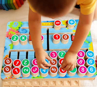 PopPlop Learning Puzzle Brain Booster Counting Matching Math Numerical Calculator Board(Blue, Multicolor)