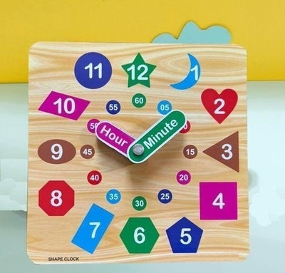 PopPlop Wooden Clock Puzzle Toy | Digital Clock Teaching Time Wooden Stacking Game(Multicolor)