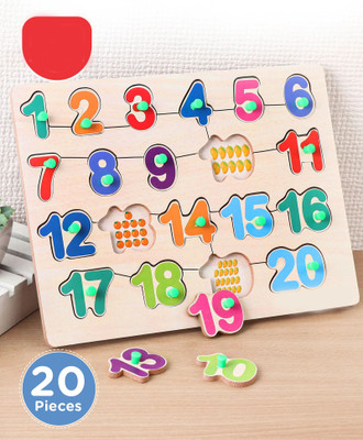ELEXN Best Buy 1 To 20 Number Learning Toy Preschool Colorful Knob Puzzle Toddlers(Multicolor)
