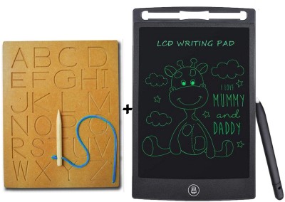 SHALAFI LCD WritingTablet/Pad+Capital Alphabet Tracing Board Writing Practice Slate Game(Beige, Multicolor)