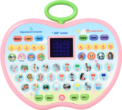 Pulsbery Apple Shape Educational Computer Laptop Toy for Kids LED Display and Fun Music(Multicolor)