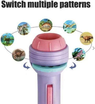 EARLYGENIUS Mini Projector Flashlight Torch Kids 3 Slides with 8 Patterns Each(Multicolor)