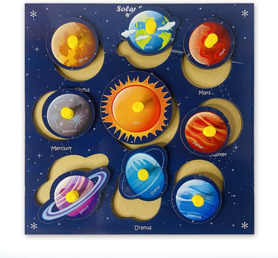 SHALAFI Solar System Peg Blocks Board Educational Solar System With All Planet Space Toy(Multicolor)