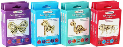 FUNVENTION Fun Fidgets - Jungle - Pack of 12 (3 x 4 DIY Miniature Mechanical Models(Beige)