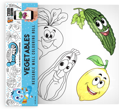 Inkmeo Vegetables Reusable Wall Colouring Roll(Blue)