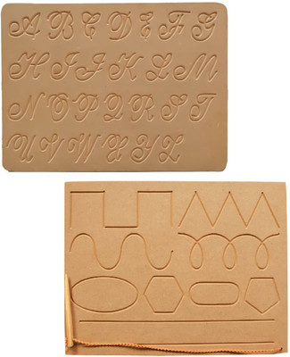 REWASHREE CRAFT WORLD Capital Cursive & Pattern Wooden Tracing Board with Pencil for Kids(Brown)
