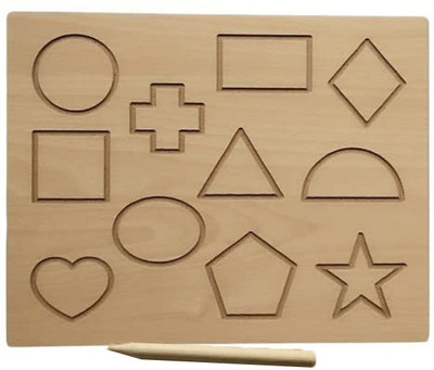 FORSIKHA HandWriting Practice Tracing Board Learn Geometric Shape Board Educational Slate(Beige)