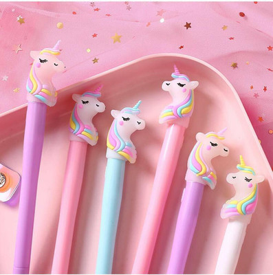wingscreations Unicorn Pen Gel Pen(Pack of 6, Ink Color - Blue)