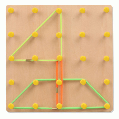 Plus Shine Wooden Geo-board Shape Matching Game Geoboard Graphical Toys Array Block Board(Beige, Multicolor)