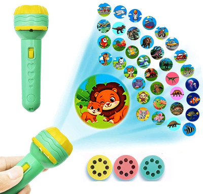 Synlark Mini Projector 3 Slides 24 Patterns Flashlight Torch | Kids Projection Light Toy(Multicolor)