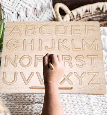 ARVANA Alphabet Learning Board for Blind Kids Atoz Practicing Tracing Board Toys Game(Beige)