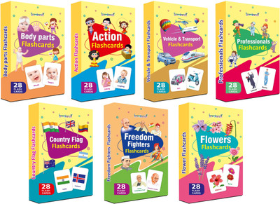 gurukanth Add-on Flash Cards for Kids Easy & Fun way of Learning-2yr-8yr Kids (Set of 7)(Multicolor)